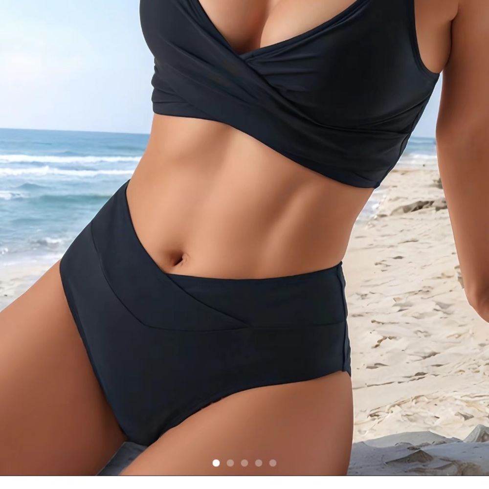 NWOT black two piece women's swimsuit M